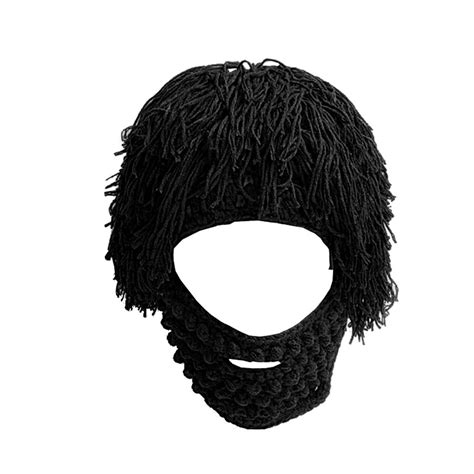 Creative Funny Original Knit Beard Hat Wig Beanie Hat - Black | Shop ...