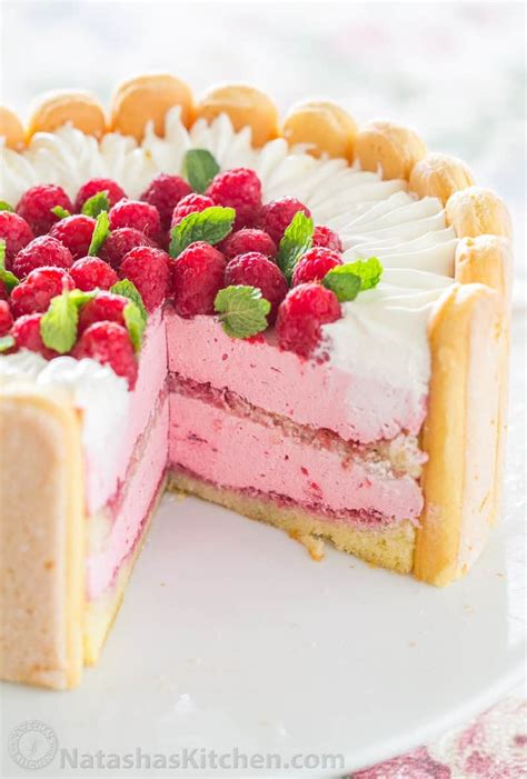 Raspberry Charlotte Cake Recipe - Natasha's Kitchen