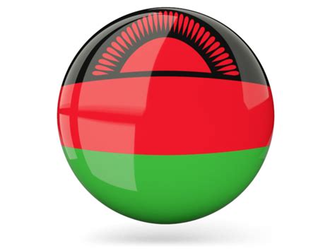 Glossy round icon. Illustration of flag of Malawi