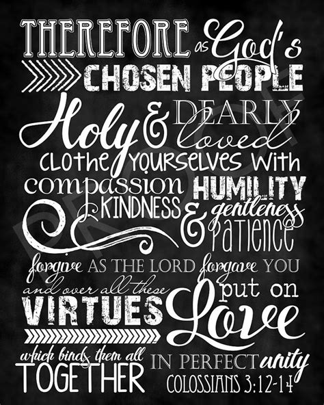 Scripture Art Colossians 3:12-14 Chalkboard Style - Etsy