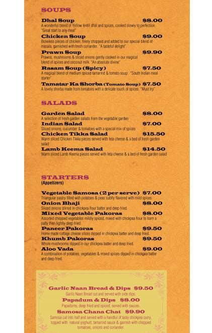 Sages Indian Restaurant Menu, Menu for Sages Indian Restaurant, Pt Chevalier, Auckland ...