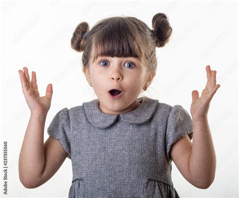 OMG! Wow! Happy surprised child 4 or 5 years old isolated on white. Shocked face little kid on ...