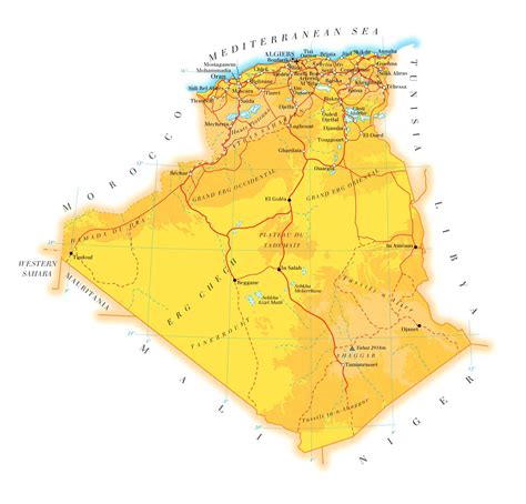 Large road map of Algeria with cities. Algeria large road map with cities | Vidiani.com | Maps ...