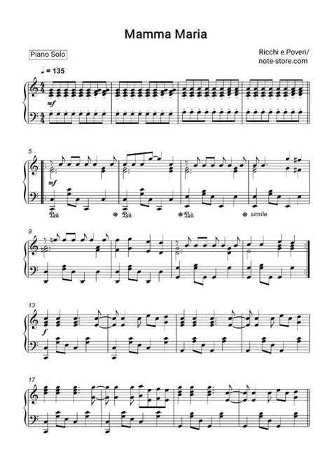 Ricchi e Poveri - Mamma Maria sheet music for piano download | Piano ...