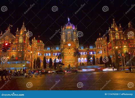 Chhatrapati Shivaji Terminus, Railway Station at Night Mumbai ...