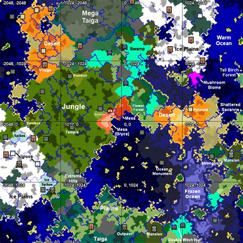 This is the only known seed with all biomes and 2+ of every structure ...