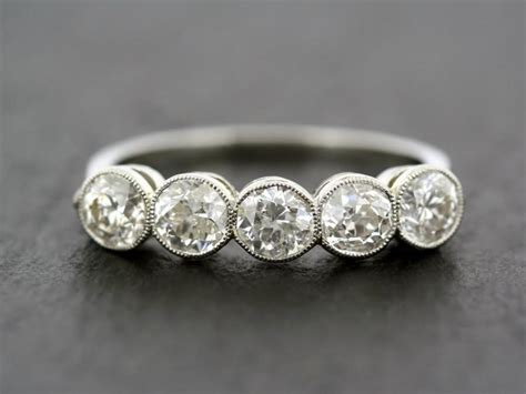 Antique Diamond Ring - Edwardian Five-stone Diamond & Platinum ...