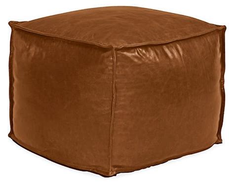 Otto 24x24" Pouf in Lagoon Cognac - Cocktail Tables - Living: Accent Tables & Storage | Leather ...