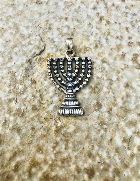 Menorah, Judaica necklace, Sterling silver, 7 lamp, israel jewelry, · Jewish jewelry · Online ...