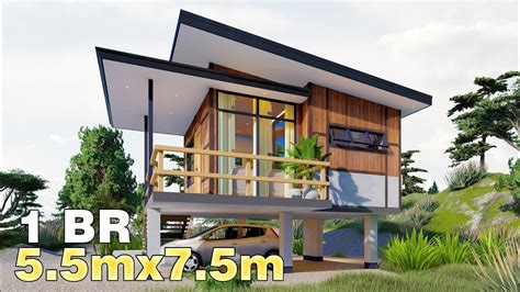 Elevated Small House Design 5.5x7.5 (35 SQM) - YouTube