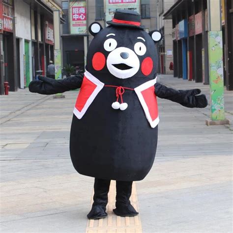 Hot Adult Size Japan Kumamon Bear Mascot Costume Animal Bear Cartoon Holiday Fancy Dress ...