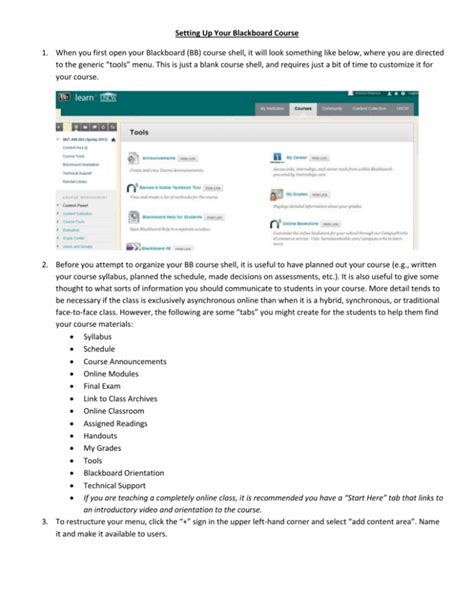 Setting up your Blackboard course