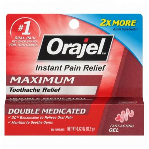 Orajel 20% Strength Benzocaine Oral Pain Relief Oral Gel