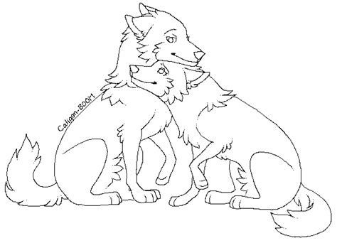 Wolf Couple Lineart by MS-Paint-Friendly on DeviantArt