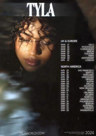 TYLA (singer) Tyla 2024 World Tour Poster