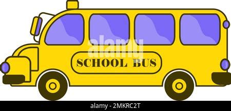 Icon of school bus, side view - silhouette of bus on white background ...