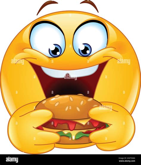 Hungry emoji emoticon eating a vegan burger Stock Vector Image & Art ...