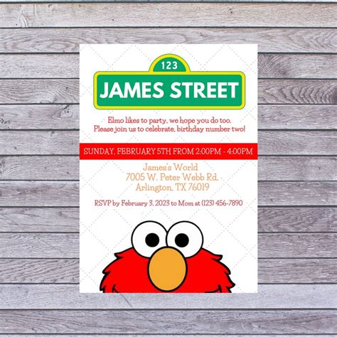 Personalized Elmo Birthday Invitation Sesame Street Birthday Invitation ...