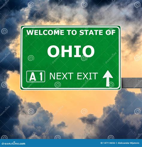 OHIO Road Sign Against Clear Blue Sky Stock Photo - Image of board, holiday: 147114656