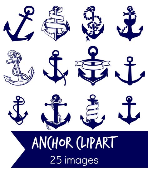 ANCHOR Clip Art Navy Blue Anchor Digital Clip Art Nautical - Etsy Canada