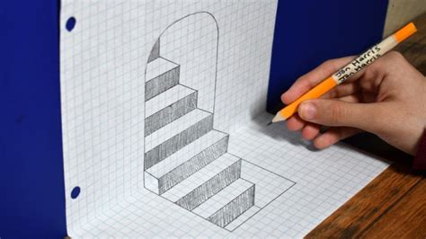 How to Draw 3D Steps on Graph Paper / Easy Trick Art For Beginners - YouTube