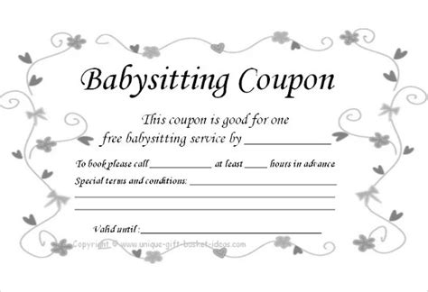 Babysitting Coupon - FREE DOWNLOAD - Printable Templates Lab