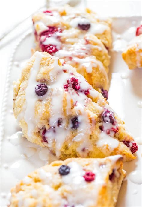 Glazed Mixed Berry Scones (+ Variations!) - Averie Cooks