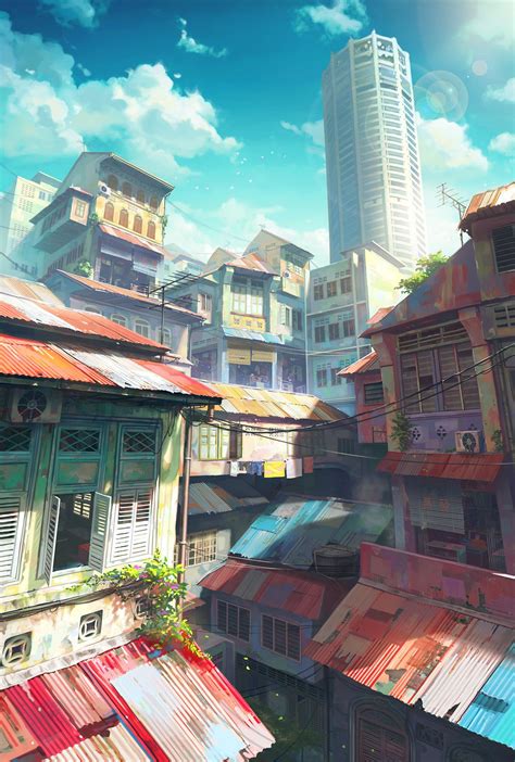 Old Town original illustration by Chong Fei Giap Art And Illustration, Environment Concept Art ...