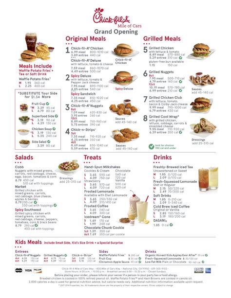 Chick-fil-A Menu National City CA 91950