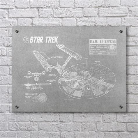 Star Trek U.S.S Enterprise Infographic (Aluminum // Black Ink) - Sci-Fi Screen Prints - Touch of ...