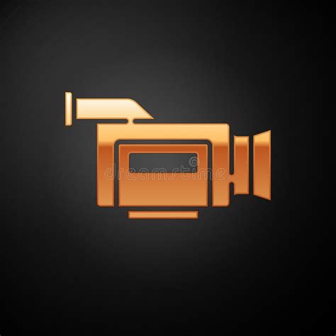 Gold Cinema Camera Icon Isolated On Brown Background. Video Camera. Movie Sign. Film Projector ...