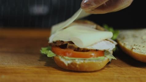 Chef Adds Cheese Slices On a Sandwich, Stock Footage | VideoHive