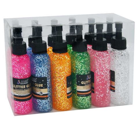 Washable Non-Toxic Glitter Glue For Art and Craft Decoration on Paper Card & Fabric (Pack of 6)