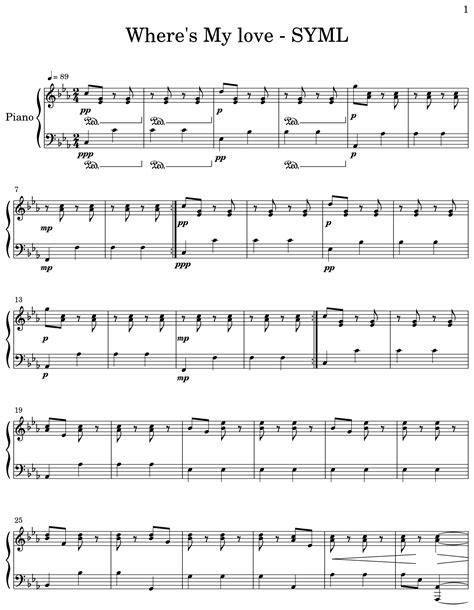 Where's My love - SYML - Sheet music for Piano