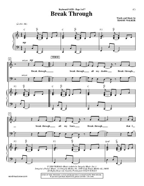 Break Through Sheet Music PDF (Tommy Walker) - PraiseCharts