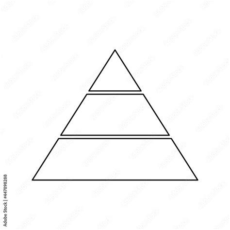 Pyramid line icon for infographics. Triangle outline with 3 levels ...