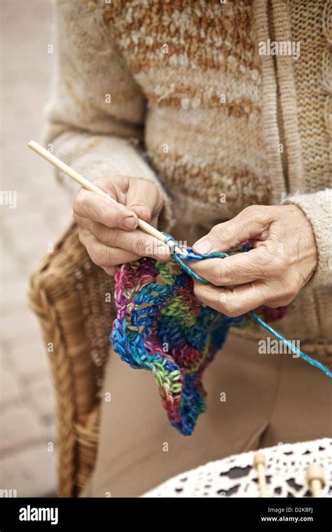 hands of old woman knitting wool, close up Stock Photo, Royalty Free ...