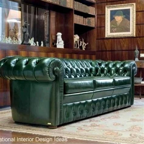 Forest Green Leather Sofa | Baci Living Room