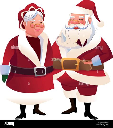 cute couple mr and mrs santa claus characters Stock Vector Image & Art - Alamy