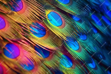 Premium AI Image | Colorful Pattern on Peacock Feather Under Microscope