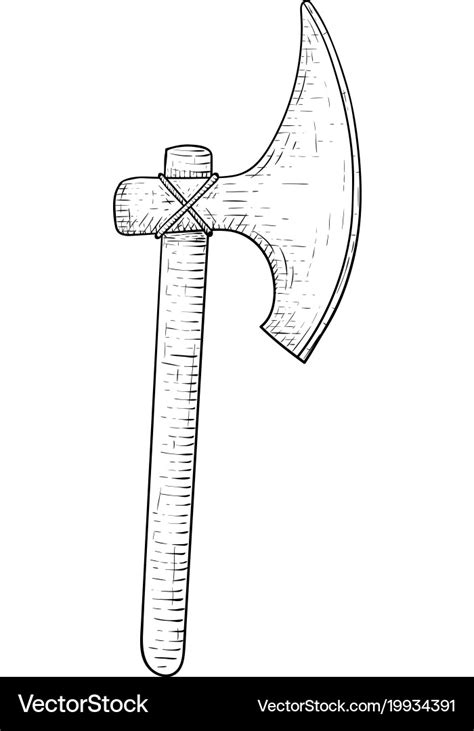 Viking axe hand drawn sketch Royalty Free Vector Image