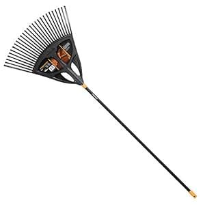 Fiskars Solid Leaf Rake XL, 27 prongs, Width: 65 cm, Plastic prongs/Aluminium handle, Black ...