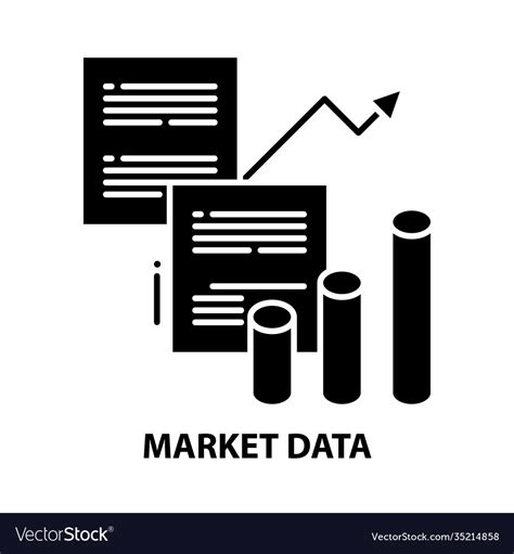 Market data icon black sign with editable Vector Image