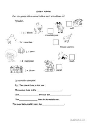 68 Habitat English ESL worksheets pdf & doc