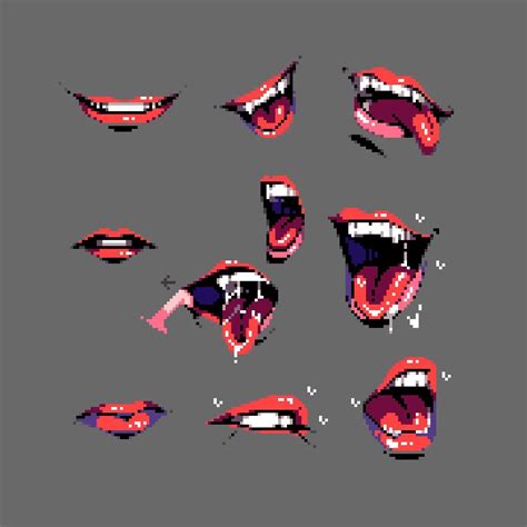 an image of mouth expressions in pixel art