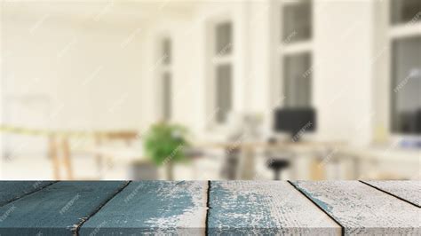 Premium PSD | An empty wooden table on office for display items