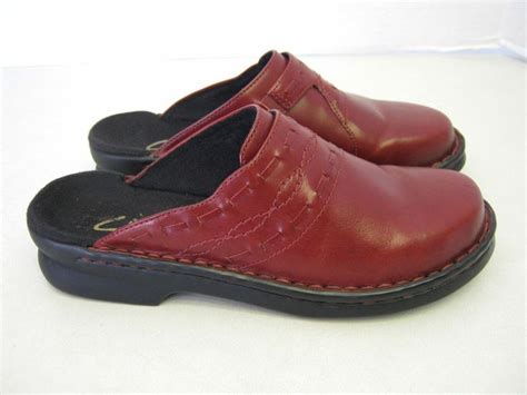 Womens Shoes 6 M Clarks Red Leather Clogs Slides | Red leather clogs, Leather clogs, Boots for sale