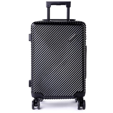 K1775L - Shavont Deluxe Hard Shell Suitcase 20'' Cabin Size Luggage Black