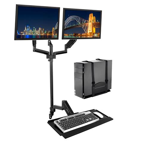 Mount-It! Wall Mount Workstation with Dual Monitor Mount | Fits Two 19 to 32 inch Computer ...