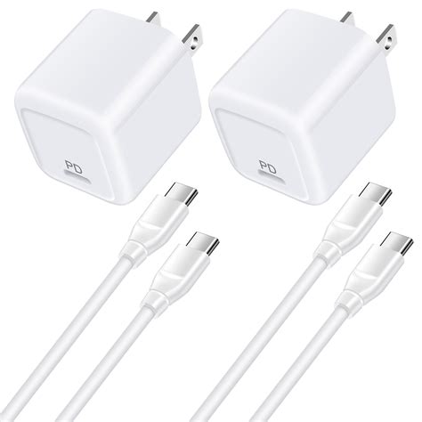 USB C Block,HAOANO 2PACK 20W PD Type C Wall Charger Block with 2PACK Usbc Charging Cable 6ft USB ...